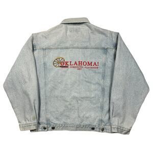 Vintage Denim Jacket Men's Large 90s Lightwash‎ Oklahoma Omaha Jean Most Wanted